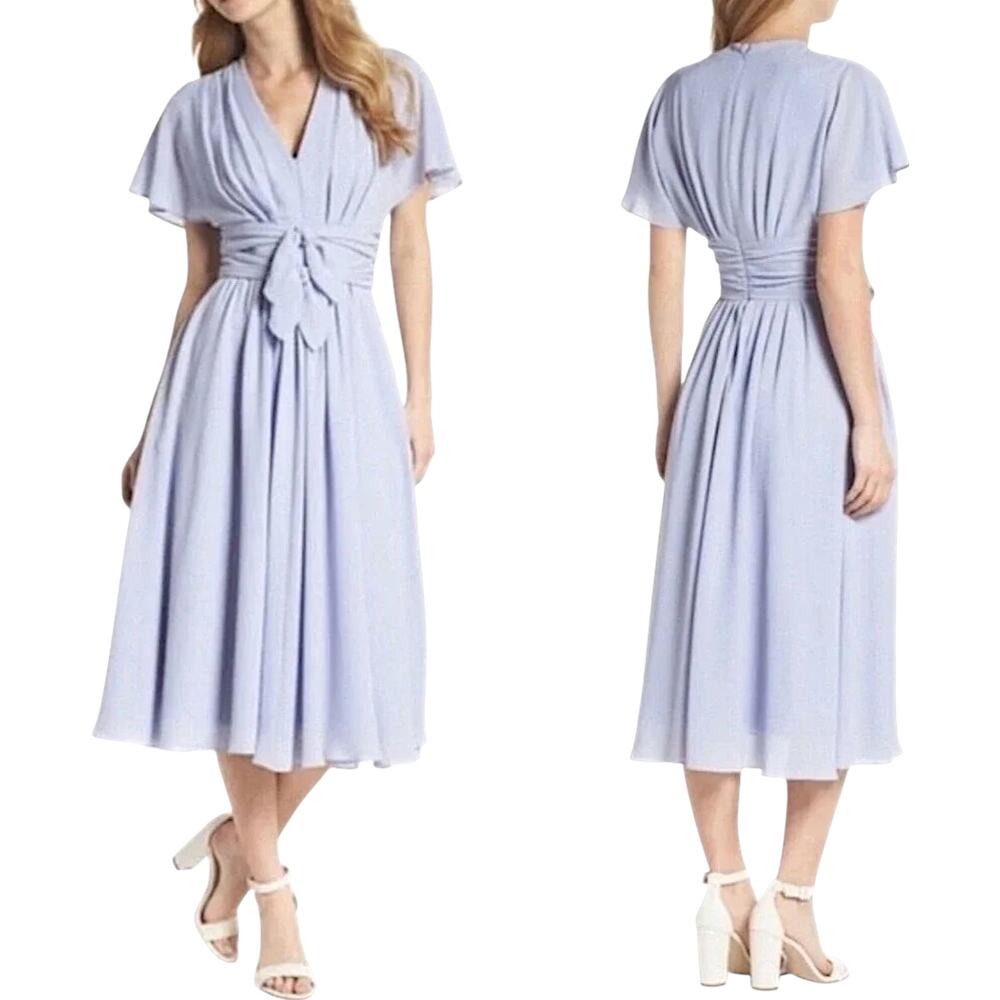 Gal Meets Glam Women's 'Jane' Midi Dress, Bow Ties, Hydrangea Purple, Size 4